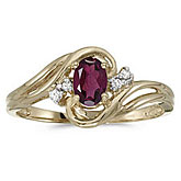 14k Yellow Gold Oval Rhodolite Garnet And Diamond Ring