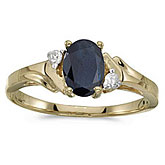 14k Yellow Gold Oval Sapphire And Diamond Ring