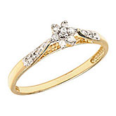 14K Yellow Gold Diamond Cluster Ring