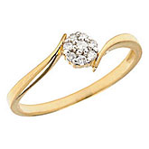 14K Yellow Gold Diamond Cluster Ring