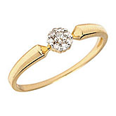 14K Yellow Gold Diamond Cluster Ring