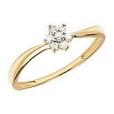 14K Yellow Gold Diamond Cluster Ring
