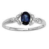 14K White Gold Oval Sapphire and Diamond Ring