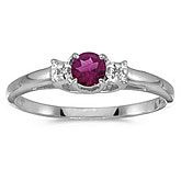 10k White Gold Round Rhodolite Garnet And Diamond Ring