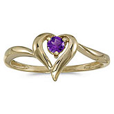 14k Yellow Gold Round Amethyst Heart Ring