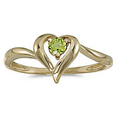 14k Yellow Gold Round Peridot Heart Ring