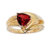 14K Yellow Gold 7mm Trillion Garnet Wide Shank Ring