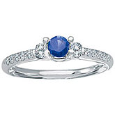 14K White Gold Round Sapphire and Diamond Ring