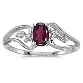 14k White Gold Oval Rhodolite Garnet And Diamond Ring