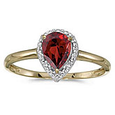 14k Yellow Gold Pear Garnet And Diamond Ring