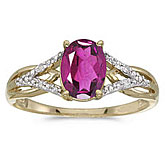 14k Yellow Gold Oval Pink Topaz And Diamond Ring