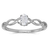 10k White Gold Oval White Topaz Ring