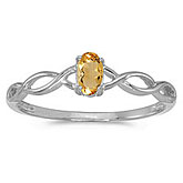 10k White Gold Oval Citrine Ring
