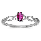 10k White Gold Oval Pink Topaz Ring