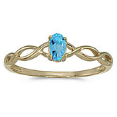 14k Yellow Gold Oval Blue Topaz Ring