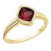 14K Yellow Gold 6 mm Cushion Garnet Ring