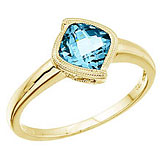 14K Yellow Gold Blue Topaz Ring