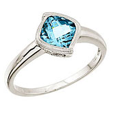 14K White Gold Blue Topaz Ring