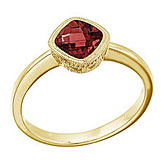 14K Yellow Gold 6 mm Cushion Garnet Ring