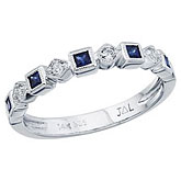 14K White Gold Stackable Sapphire and Diamond Band Ring