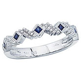 14K White Gold Stackable Princess Sapphire Band Ring