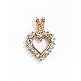 14K Yellow Gold Diamond Heart Pendant