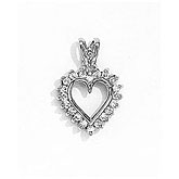 14K White Gold Diamond Heart Pendant