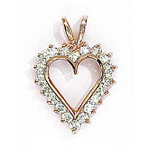 14K Yellow Gold Diamond Heart Pendant