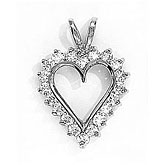 14K White Gold Diamond Heart Pendant