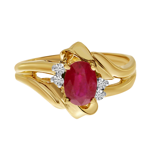 14k Yellow Gold Ruby And Diamond Ring