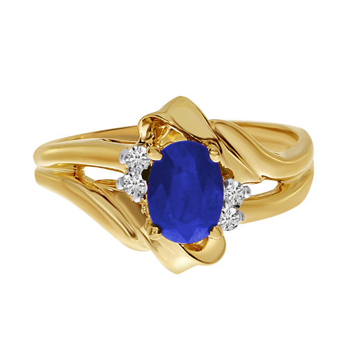 14k Yellow Gold Sapphire And Diamond Ring