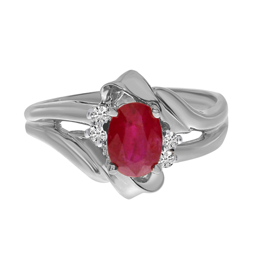 14k White Gold Ruby And Diamond Ring