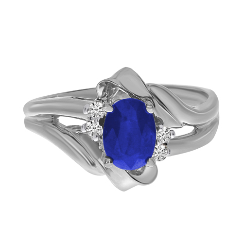 14k White Gold Sapphire And Diamond Ring