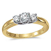14k Yellow Gold 0.25 Ct Three Stone Trellis Diamond Ring