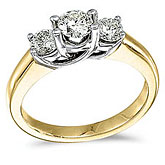 14k Yellow Gold 1.00 Ct Three Stone Trellis Diamond Ring