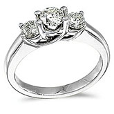 14k White Gold 1.00 Ct Three Stone Trellis Diamond Ring