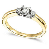 14k Yellow Gold 0.25 Ct Three Stone Trellis Diamond Ring