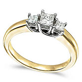 14k Yellow Gold 0.50 Ct Three Stone Trellis Diamond Ring