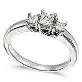 14k White Gold 0.50 Ct Three Stone Trellis Diamond Ring