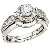14K White Gold .75 Ct Round Diamond Band Bridal Ring Set