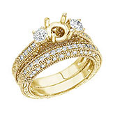 14K Yellow Gold 1 Ct Fashion Bridal Diamond Ring Set