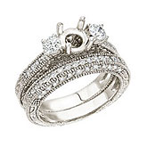 14K White Gold 1 Ct Bridal Fashion Diamond Ring Set