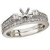 14K White Gold Baguette Diamond Bridal Ring Set