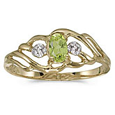 10k Yellow Gold Oval Peridot And Diamond Ring
