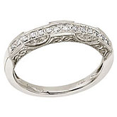 14K White Gold Filigree Diamond Band Ring