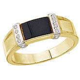 14K Yellow Gold Young Gents Onyx and Diamond Ring