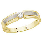 14K Yellow Gold Young Gents Diamond Two Tone Ring Band
