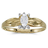 10k Yellow Gold Oval White Topaz And Diamond Ring