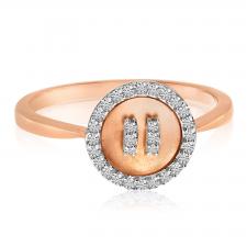 14k Rose Gold Satin Button Diamond Ring