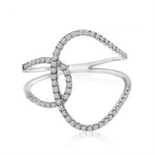 14k White Gold Minimalist Interwoven Diamond Fashion Ring